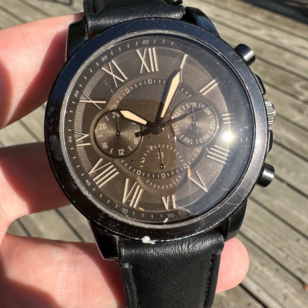 FMD Mens Watch Black Dial Roman Numerals FMDXGE029 Japan Movement Faux Leather